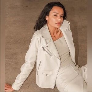 Medium faux leather biker jacket